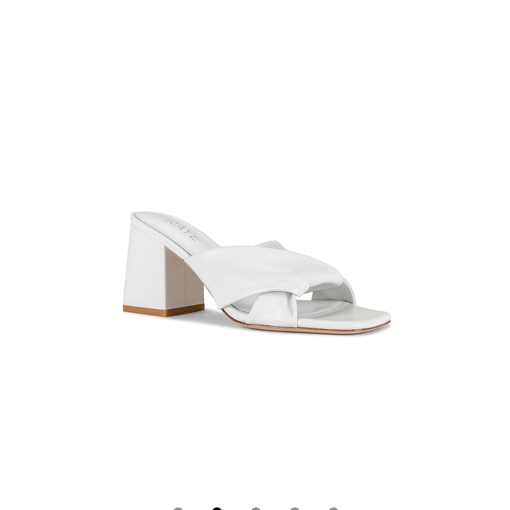 RAYE White Mules with Chunky Block Heel